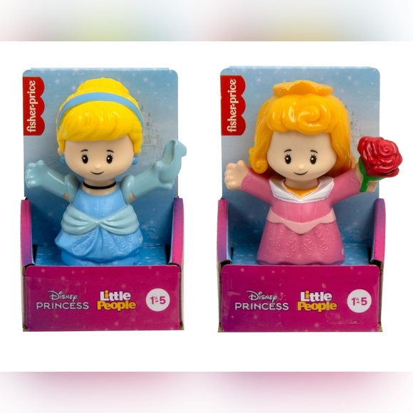 🎉DISNEY FISHER-PRICE Princess Cinderella & Sleeping Beauty Aurora Little People - Picture 1 of 10